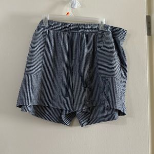 Blue and white striped shorts